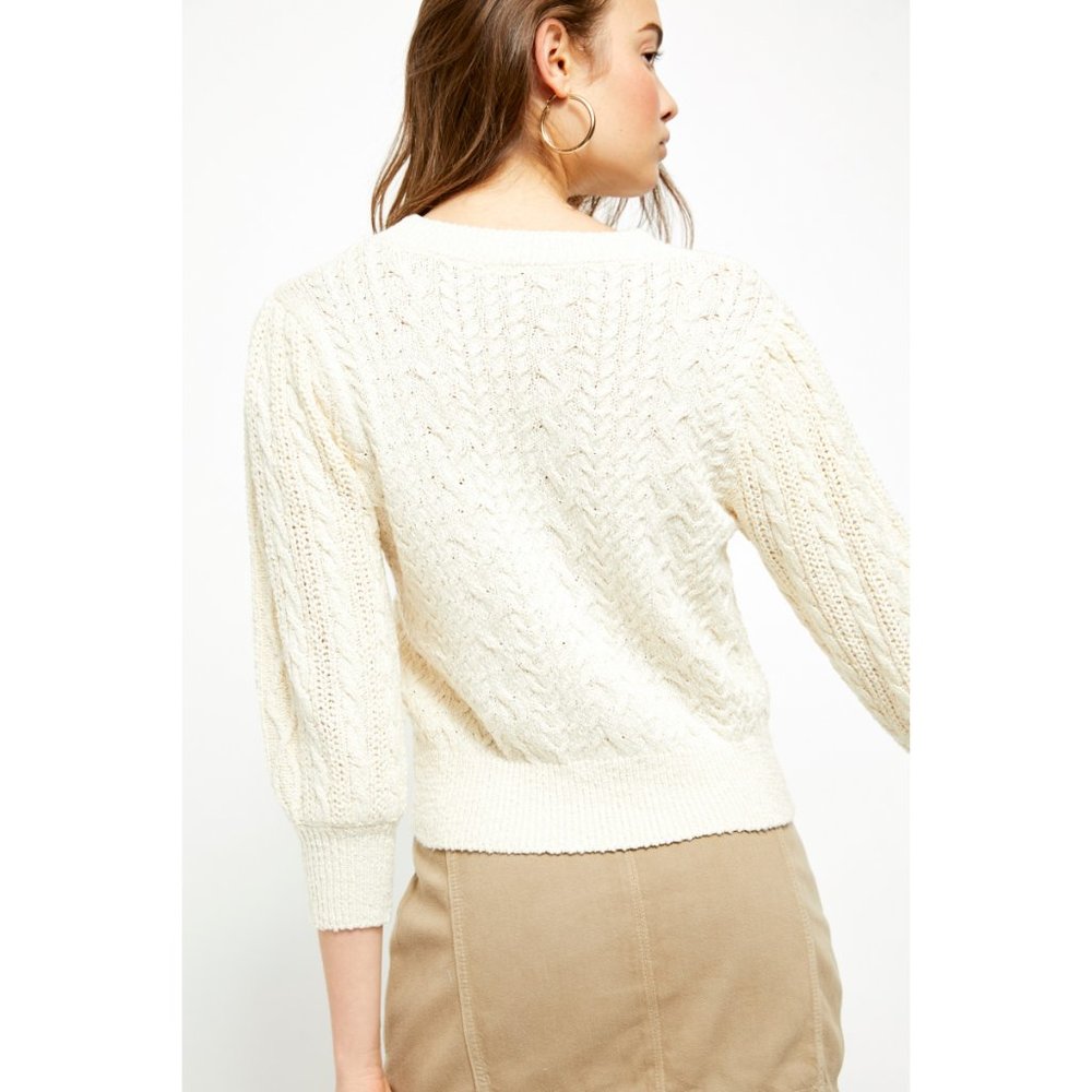 NWT Free People Villa Cable Pullover / Ivory - Picture 4 of 5